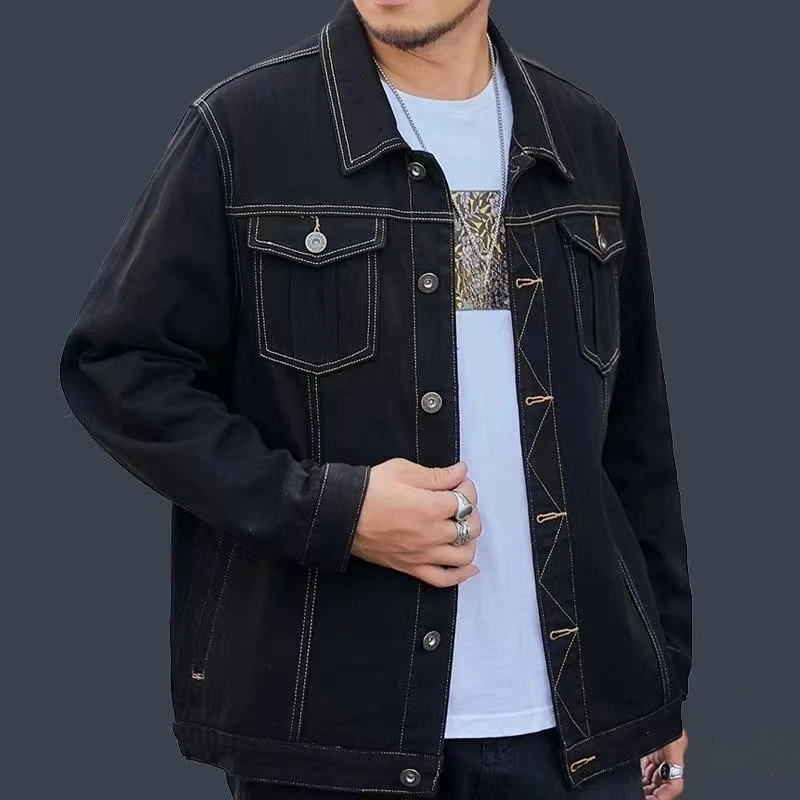 男士亲子款成人秋季新款时尚百搭加肥加大休闲牛仔外套A2180