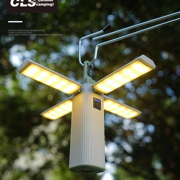 户外露营灯帐篷氛围灯长续航四叶折叠天幕多功能LED手电营地灯usb