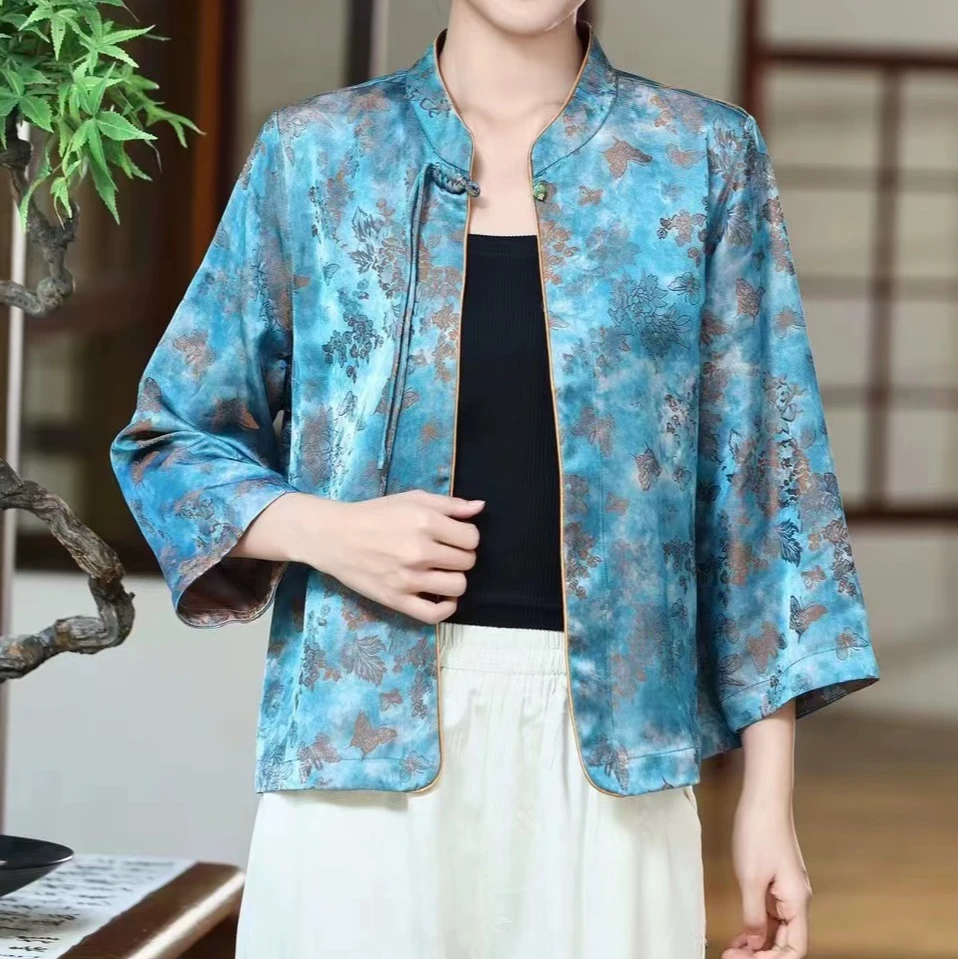 【玖玥定制】双面双穿上衣女秋季新款气质外套新中式洋气小衫