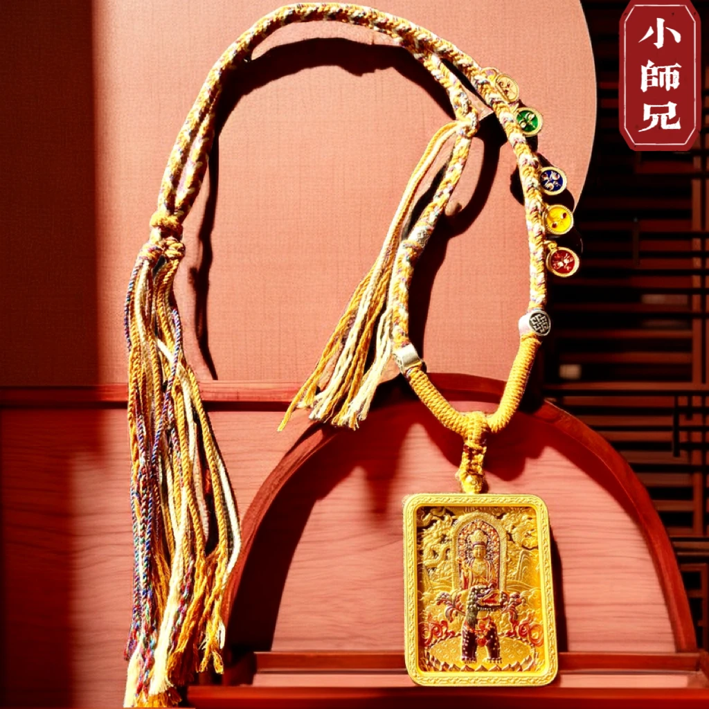 合金吊坠 五台山手工精雕立体文殊唐卡