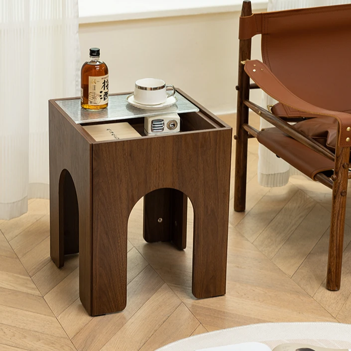 侘寂风复古沙发边几简约家用收纳角几设计师轻奢客厅茶几