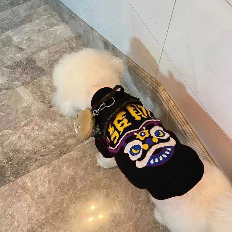 2022新年狗狗红色喜庆小猫毛衣醒狮过年衣服宠物拜年发财卫衣