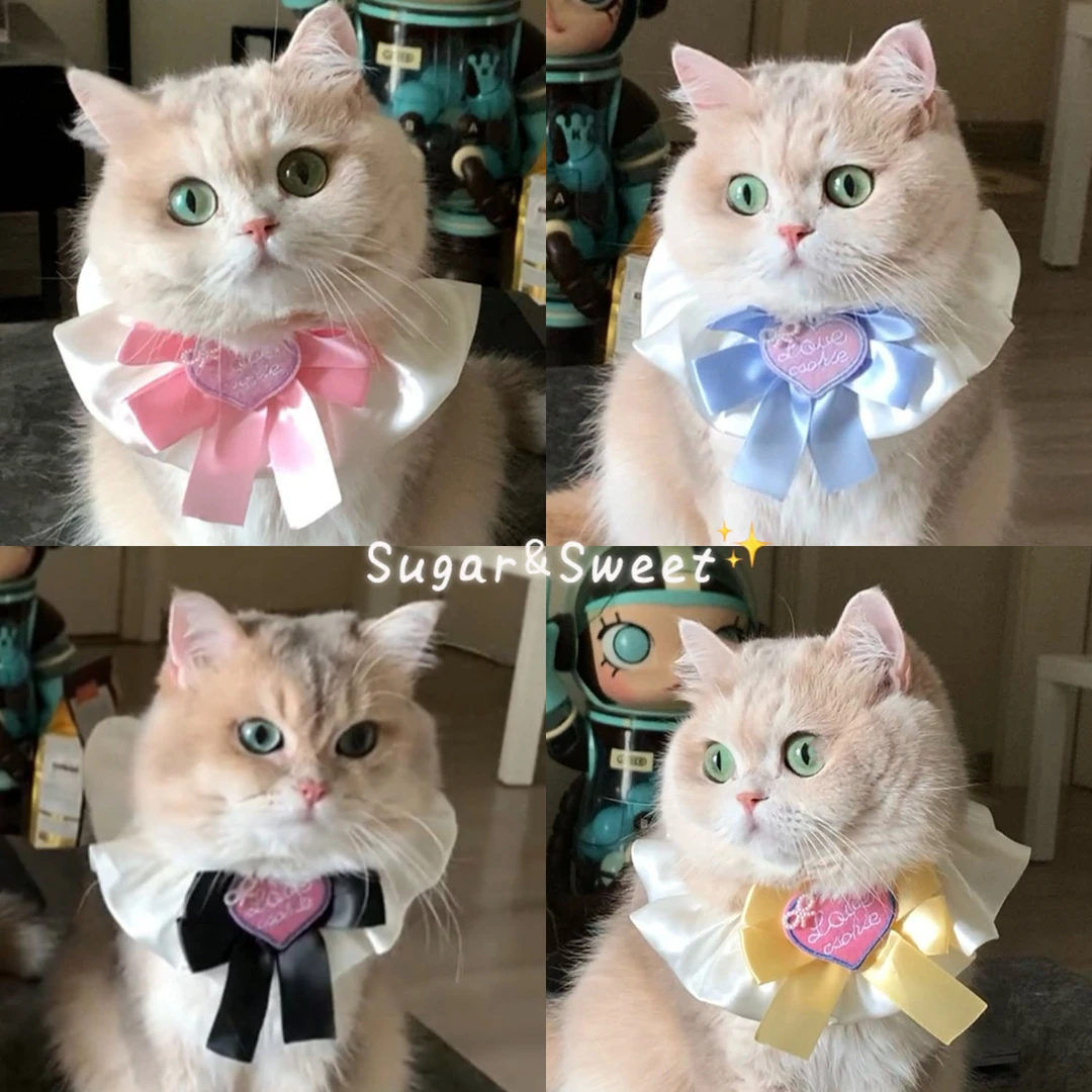 薄荷同款猫咪围脖小猫口水巾项圈围兜宠物围巾脖圈小狗狗饭兜领结