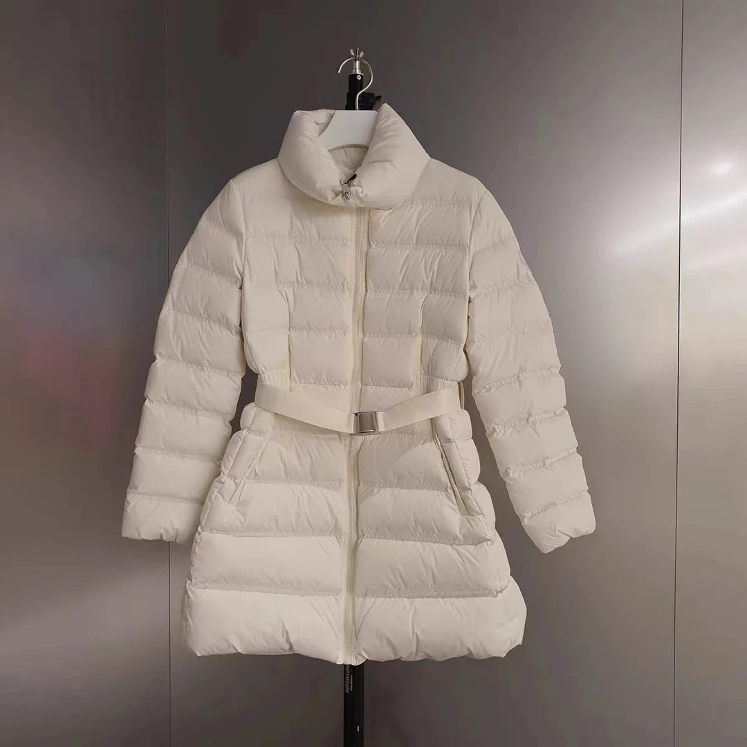 AW231102  中长款立领腰带鹅绒服