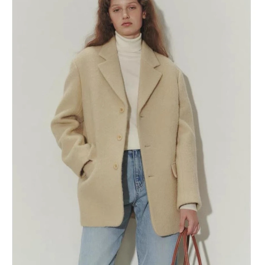 AW231174  圈圈阿尔巴卡羊毛安哥拉西服大衣