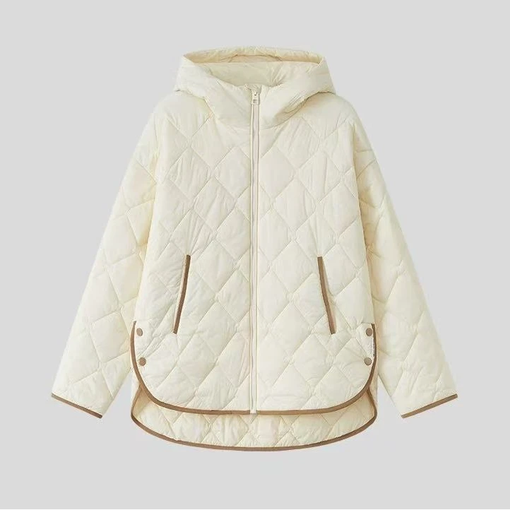 KIMI白雪菱格连帽宽松小个子棉服AW241070