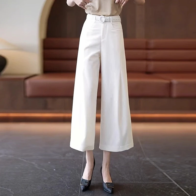 九分阔腿西装裤女2025夏季薄款新款高腰宽脚裤冰丝休闲垂感直筒裤