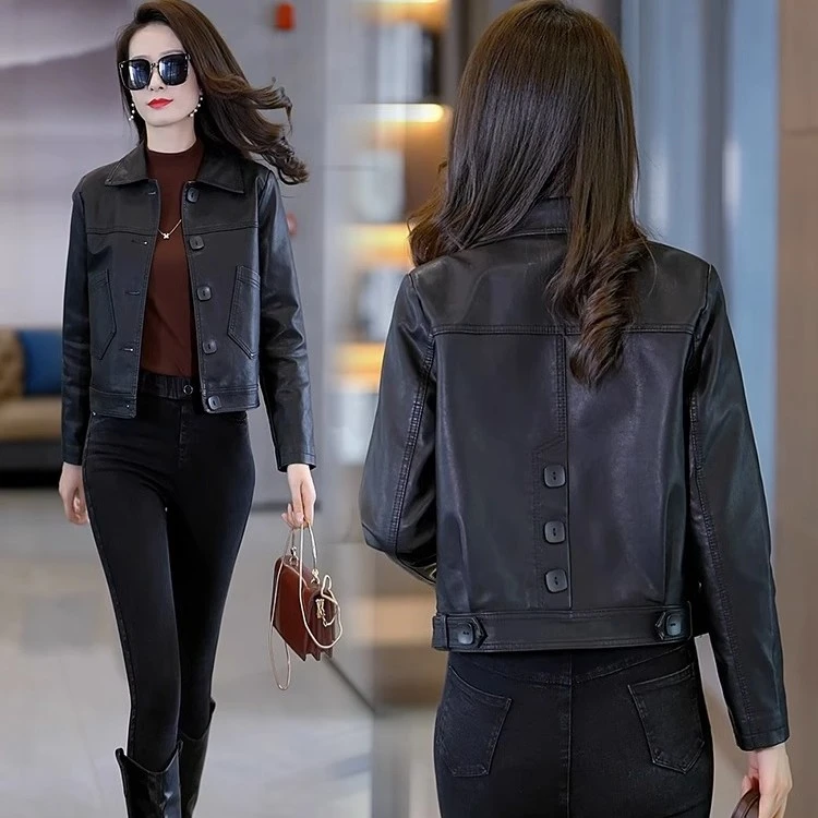 皮衣外套女士短款春秋季显瘦爆款pu皮夹克2025新款时尚高级感上衣