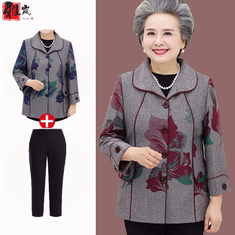 洋气中老年女装外套60-70-80岁妈妈奶奶春秋装薄款太太老人上衣服