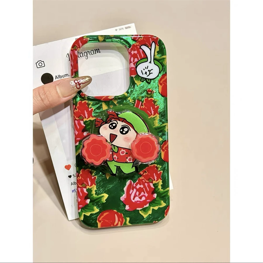 转手绢蜡笔小新适用苹果iPhone16华为荣耀OPPOVIVO小米红米手机壳