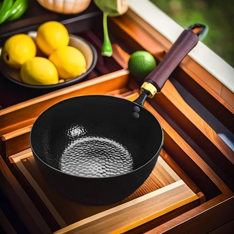 加厚加深新款小奶锅大肚锅无涂层铁锅燃气灶电磁炉