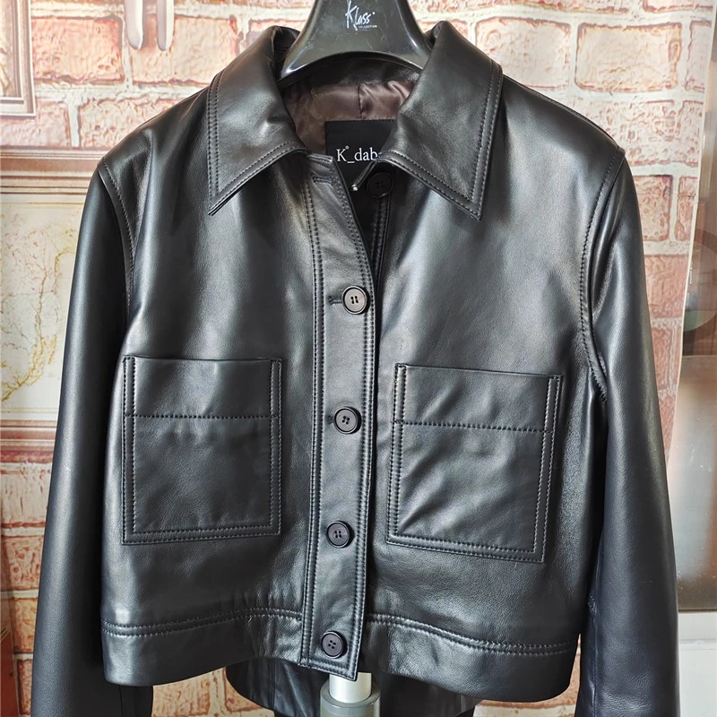 高级感秋冬新款韩版休闲绵羊皮真皮皮衣女时尚通勤短款休闲皮夹克