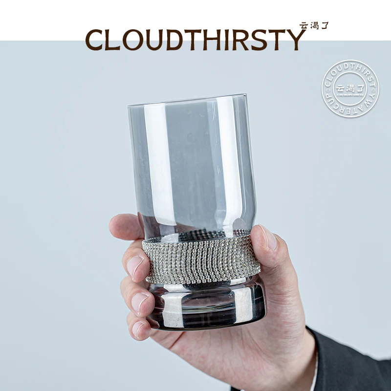 缠钻水杯 网红闪闪水钻杯小众高级感杯子手工镶钻小酒杯喝水杯INS