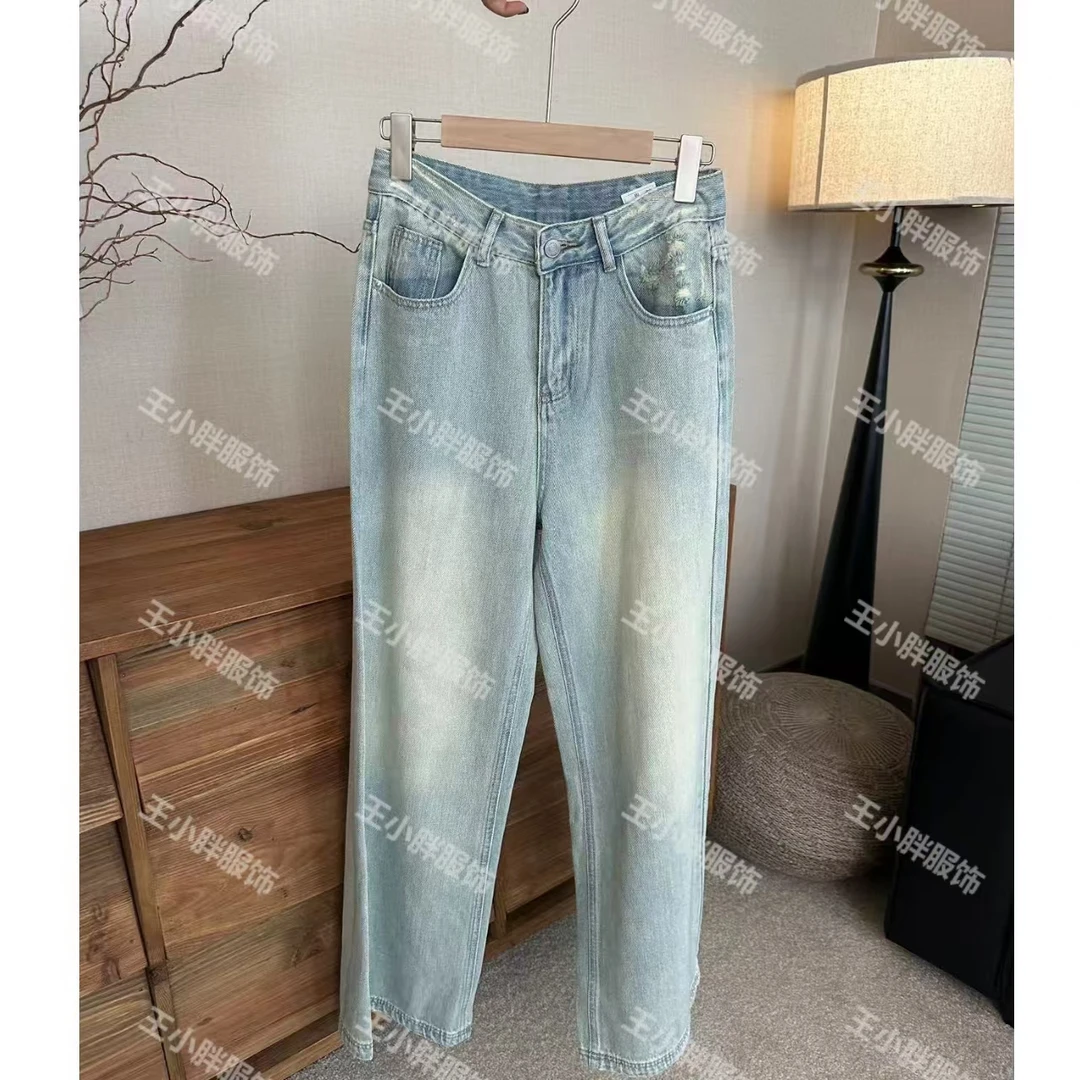 【小胖家】66175早秋休闲浅色牛仔裤