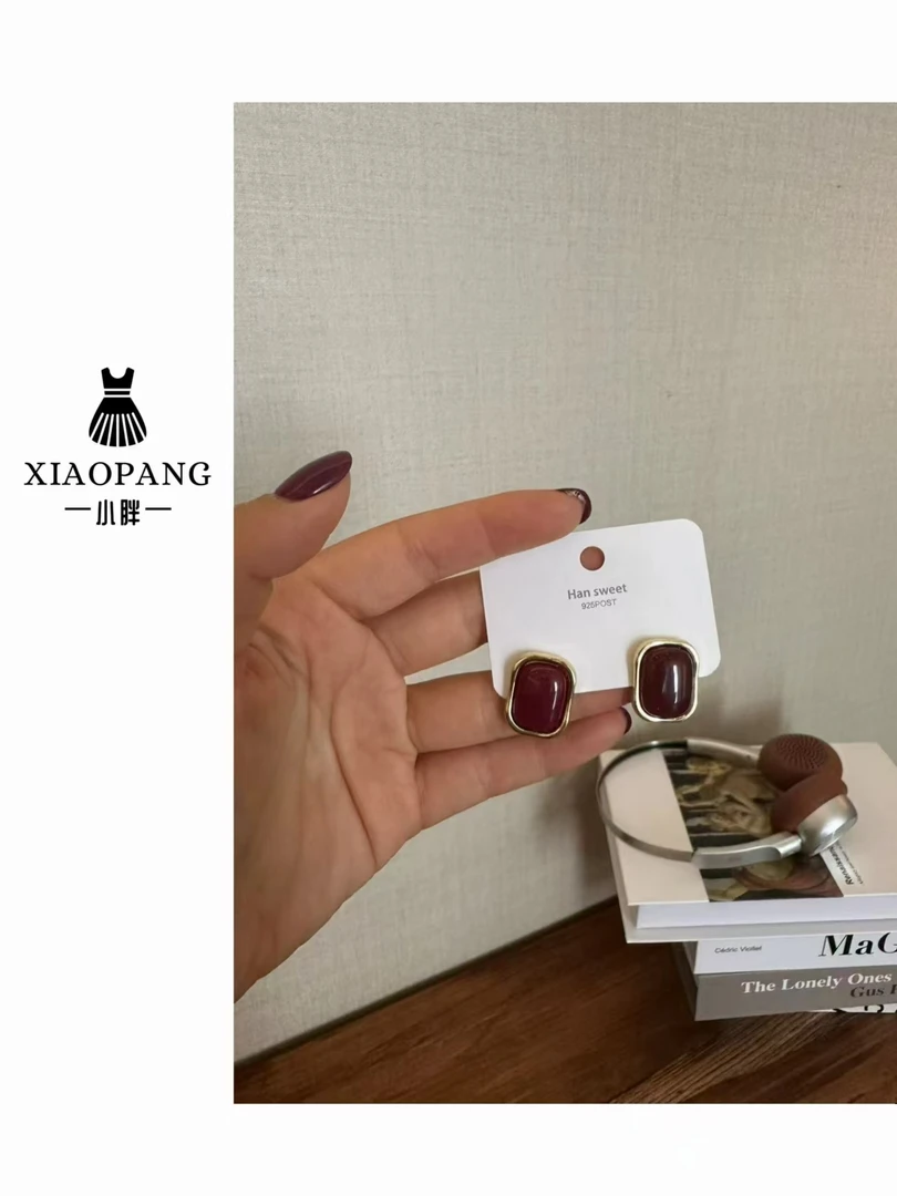 钛钢耳饰 【小胖家】设计感复古方形耳钉