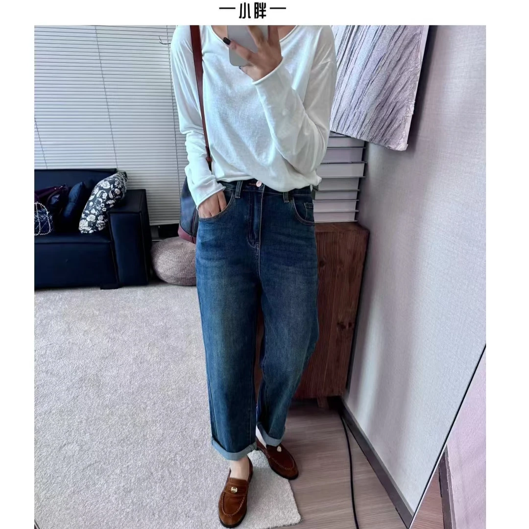 【小胖家】8613早秋高腰哈伦牛仔裤