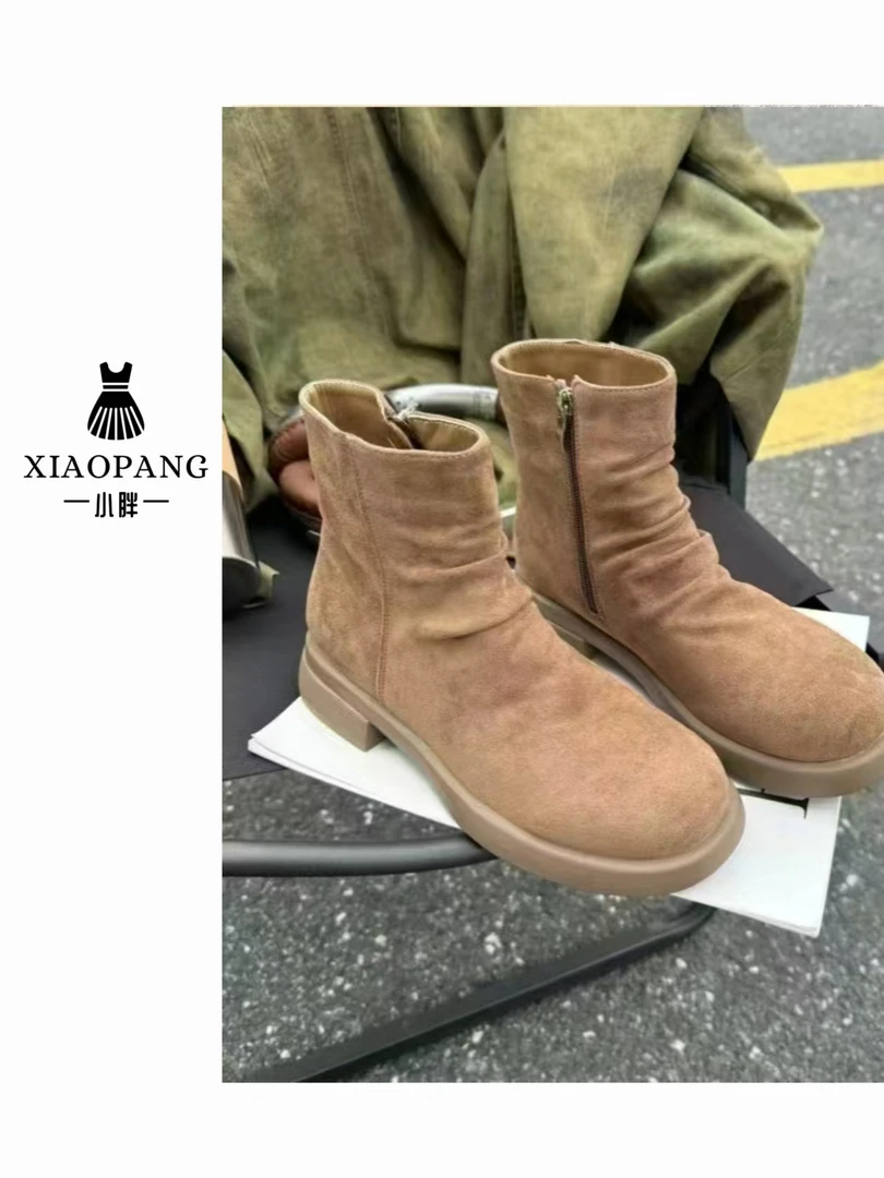 【小胖家】908秋季新款复古圆头马丁靴