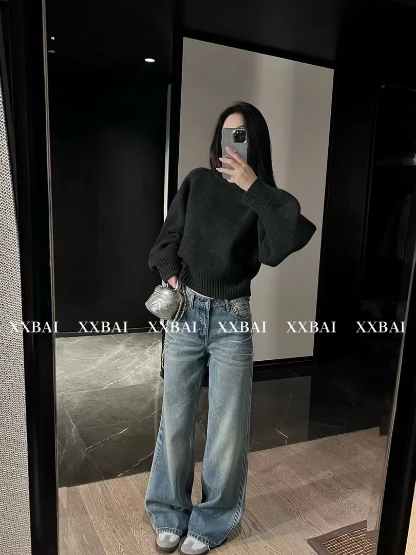 【小胖家】【福福款只出不进】XW89056美式水洗猫抓纹牛仔裤