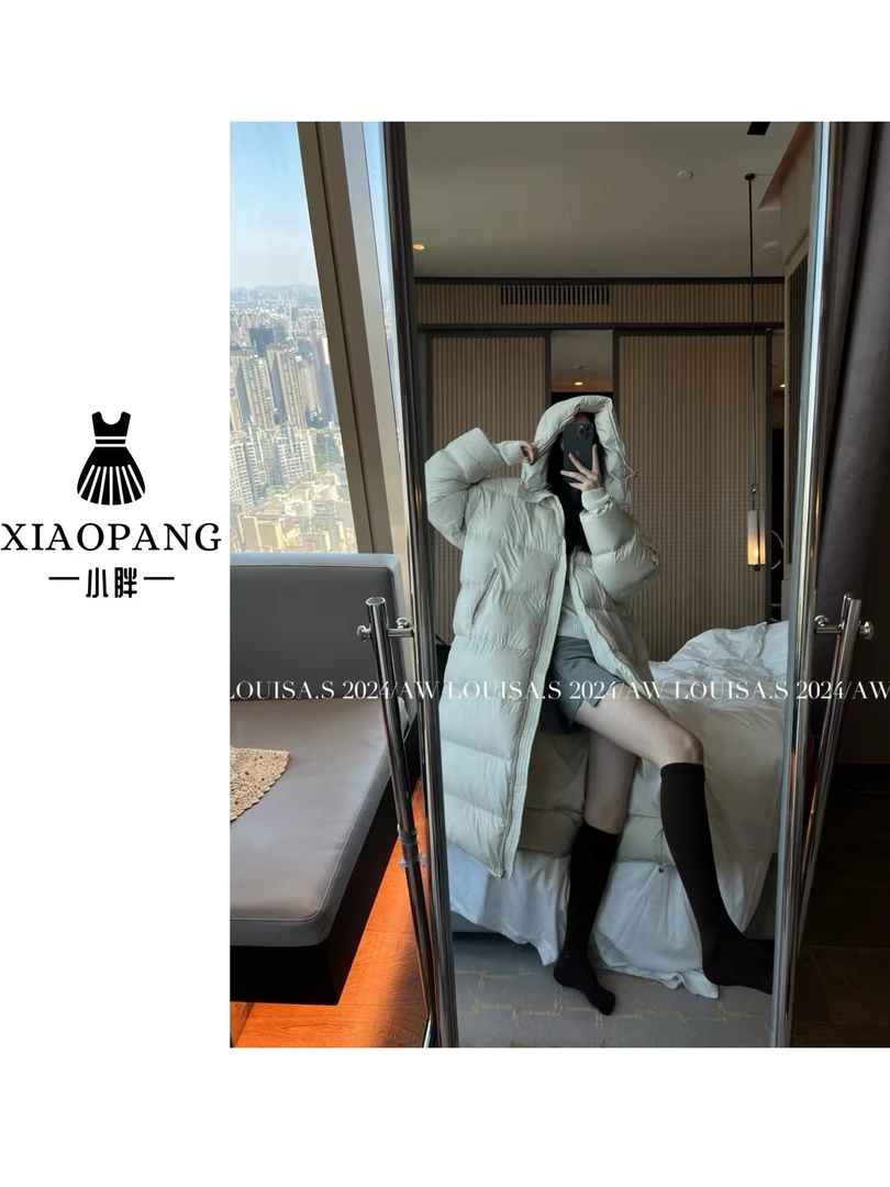 【小胖家】26028冬季设计感中长款连帽羽绒服