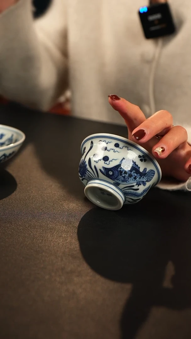 【闪购商品】瓷杯 大明风华 鱼藻小压手