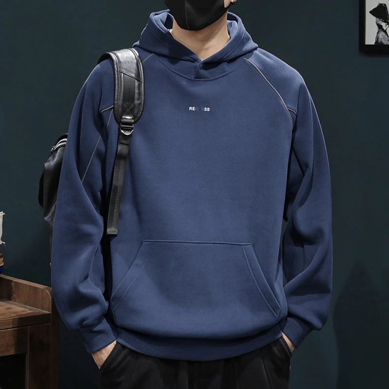 仓石一树春秋百搭连帽卫衣男款运动宽松大码秋冬新款加绒加厚潮流