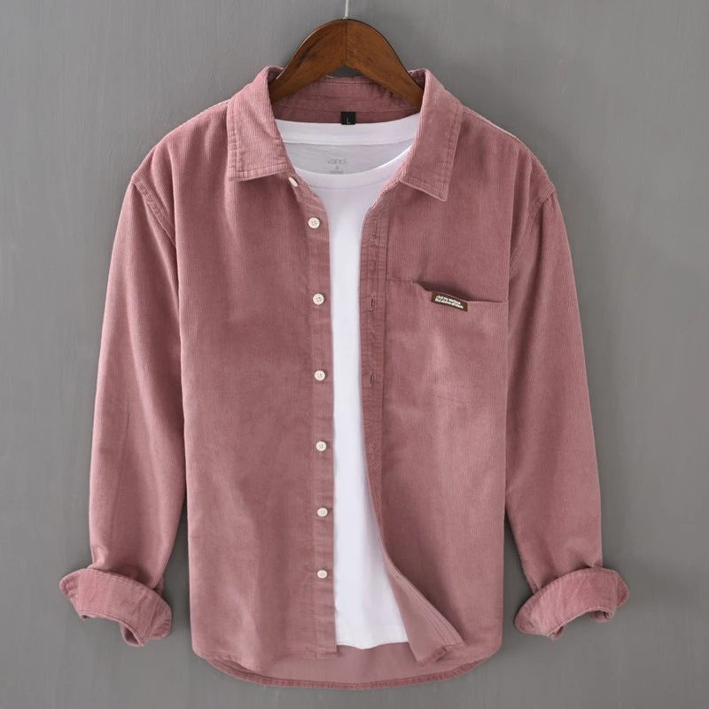 仓石一树灯芯绒衬衫男士男装长袖春秋季新款衬衣外套日系复古