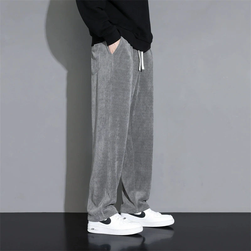 仓石一树潮牌日系雪尼尔裤子男秋冬季宽松直筒阔腿男士休闲裤加绒