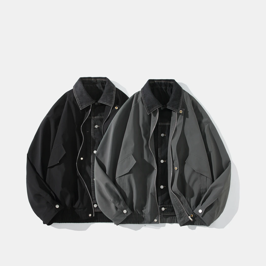 假两件拼接工装棒球服外套宽松百搭休闲夹克春季潮流上衣秋季春秋