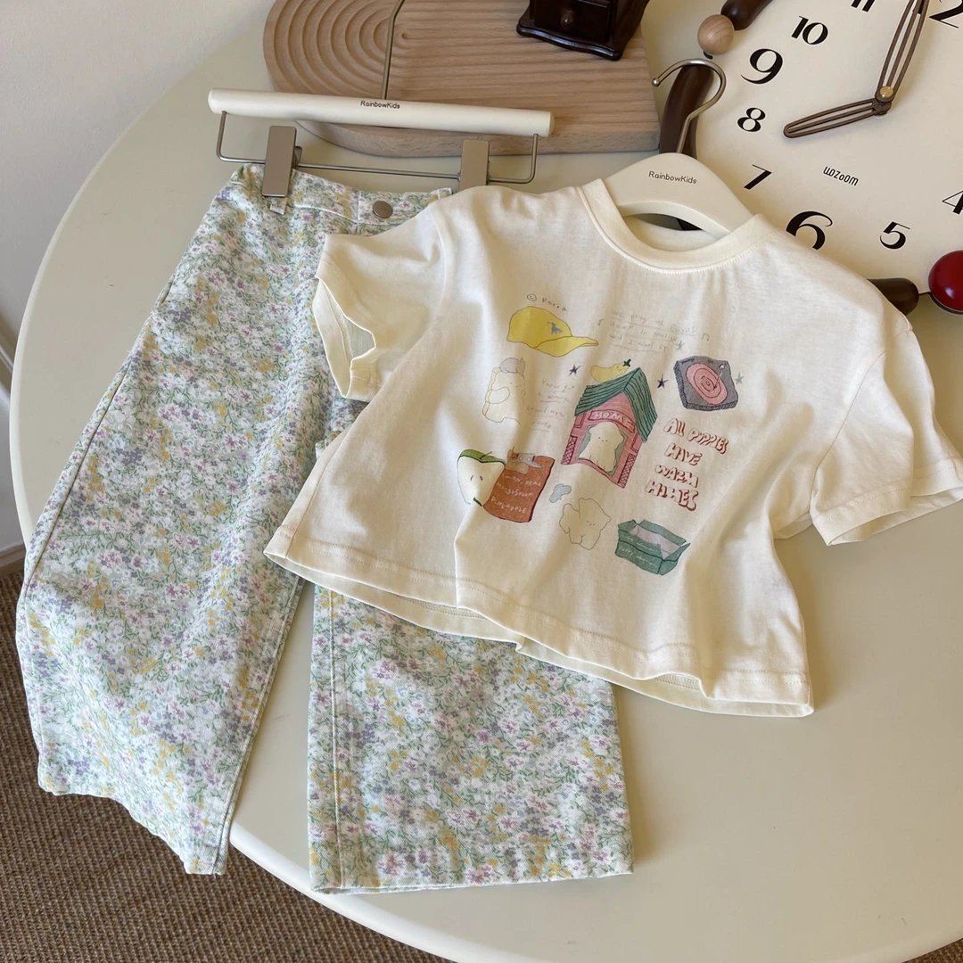 RBXK-04 小房子短袖t 碎花斜纹棉布裤套装【专属】