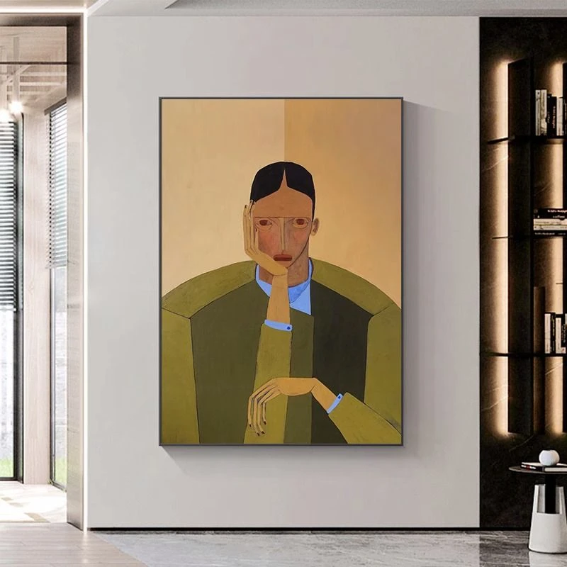 毕加索人物装饰画抽象客厅玄关侘寂风大幅挂画大师名作艺术画