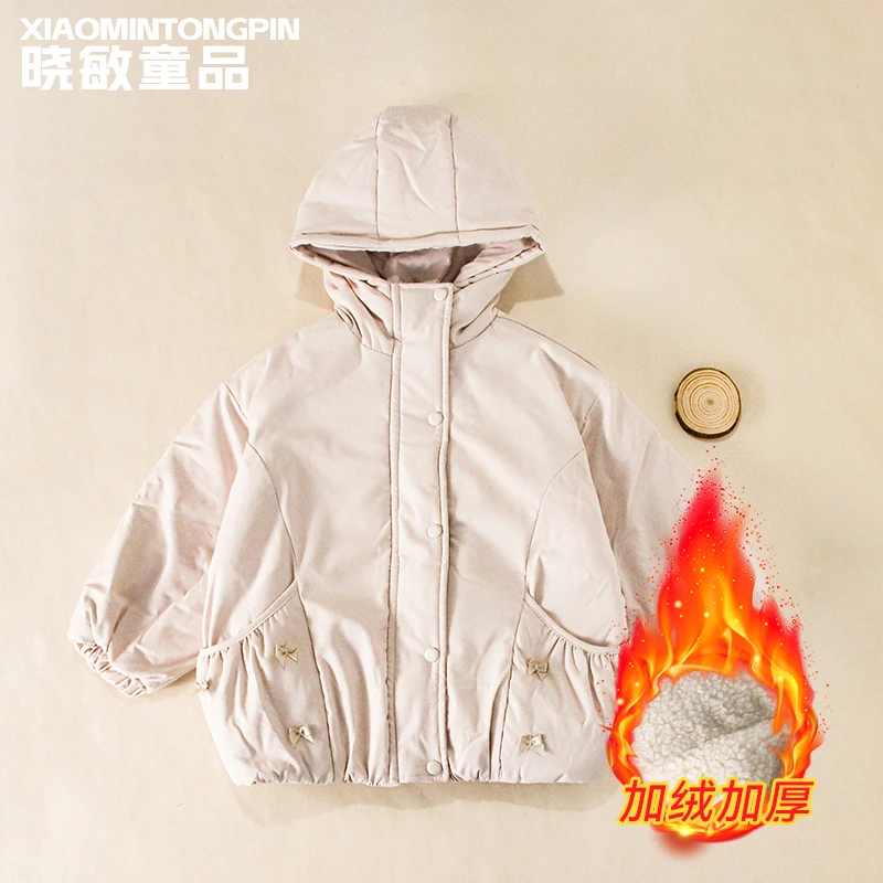 丝带蝴蝶结连帽棉外套3C3484