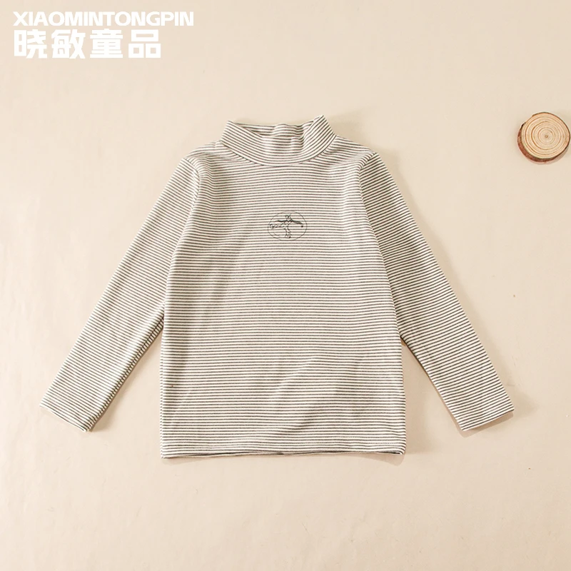 小熊印花条纹打底T恤3C3419