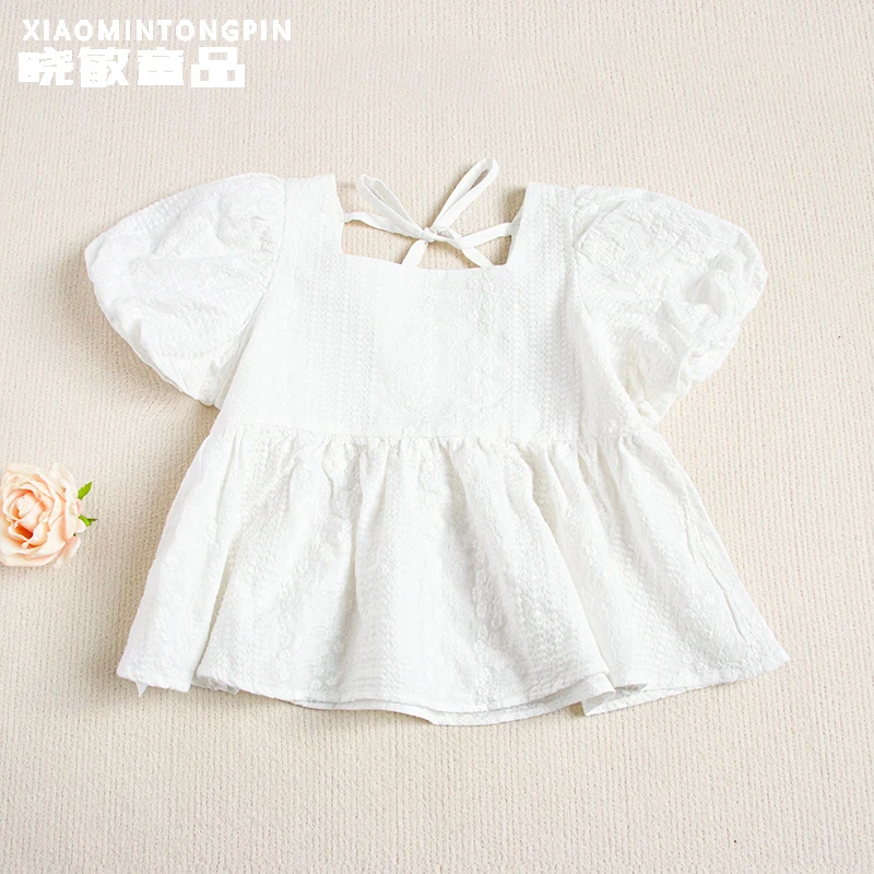 钩花系带白色衬衫3C2633