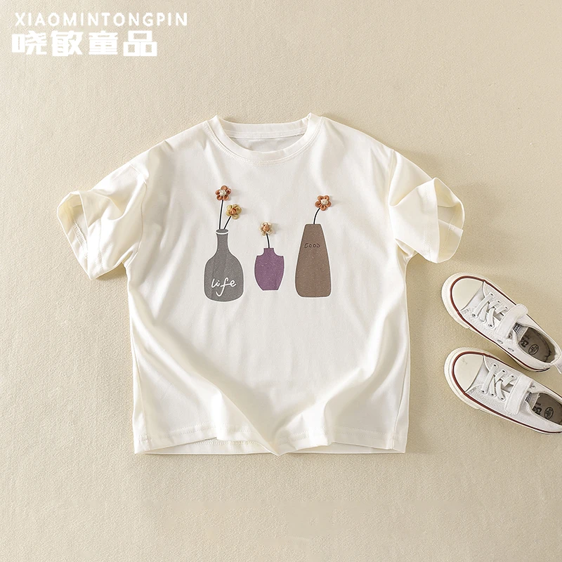 立体花花瓶印花T恤3C2268