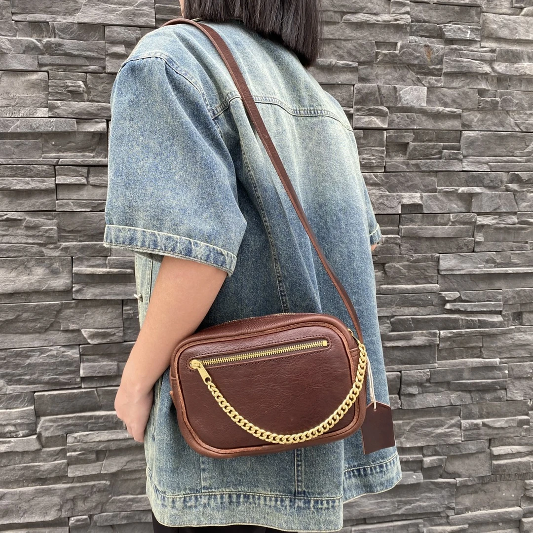 76151百搭复古牛皮韩版单肩肩包时尚休闲百搭复古牛皮韩版单肩