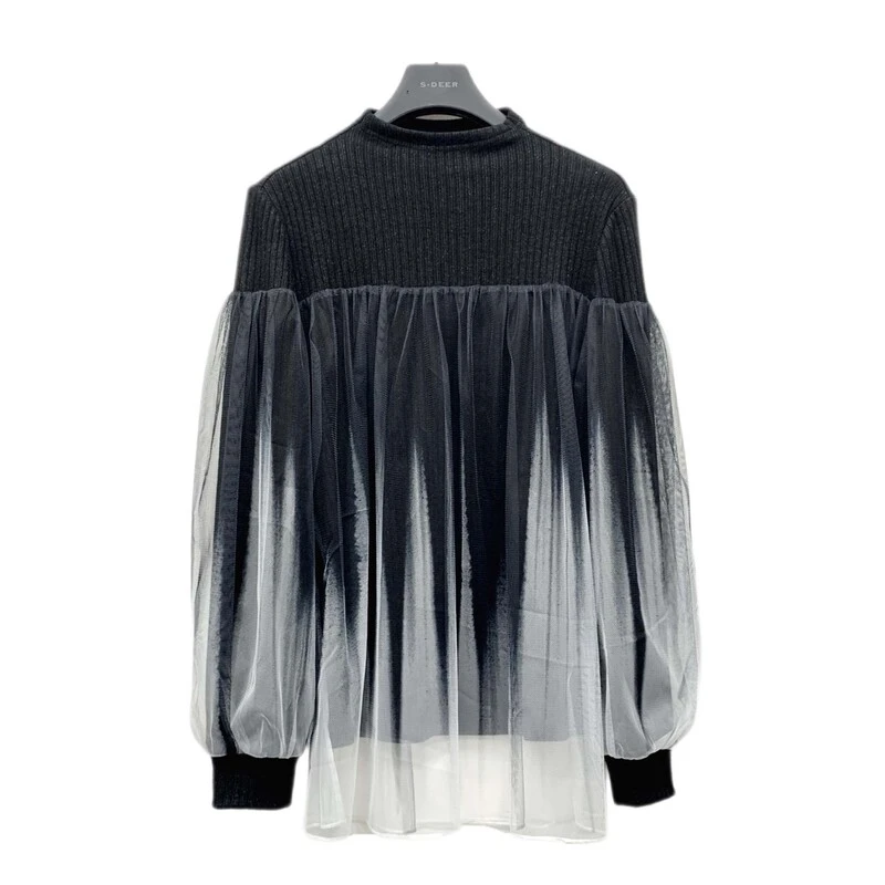 圣迪奥女装气质时尚长袖针织薄款毛衣S234Z0205