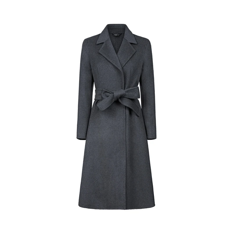 圣迪奥复古经典高级长款系带收腰大衣秋冬气质外套女S224Z2532