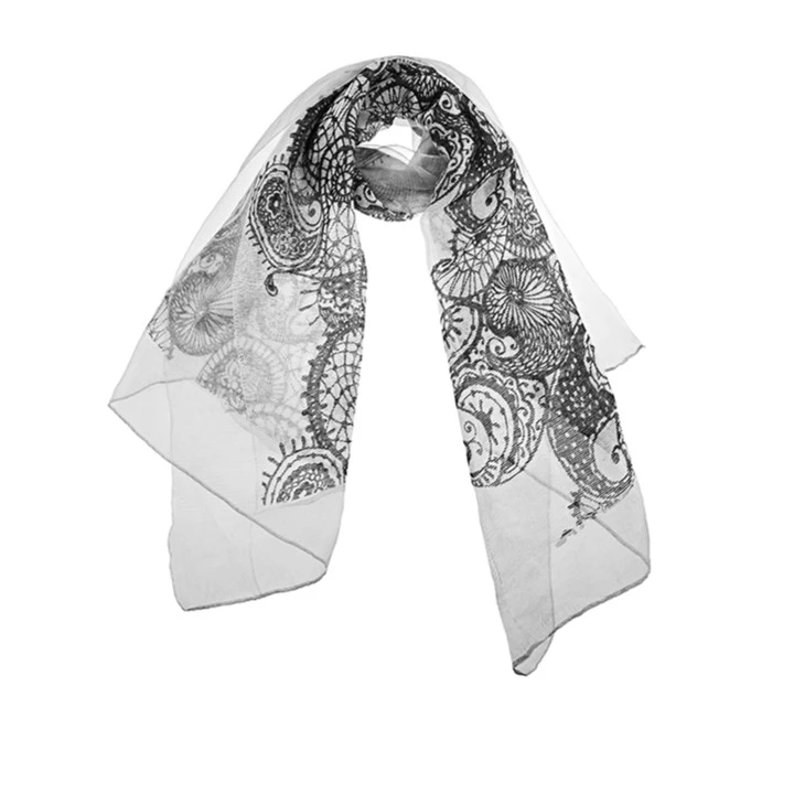 S·DEER圣迪奥女装百搭气质时尚复古图腾撞色拼接围巾S19183704