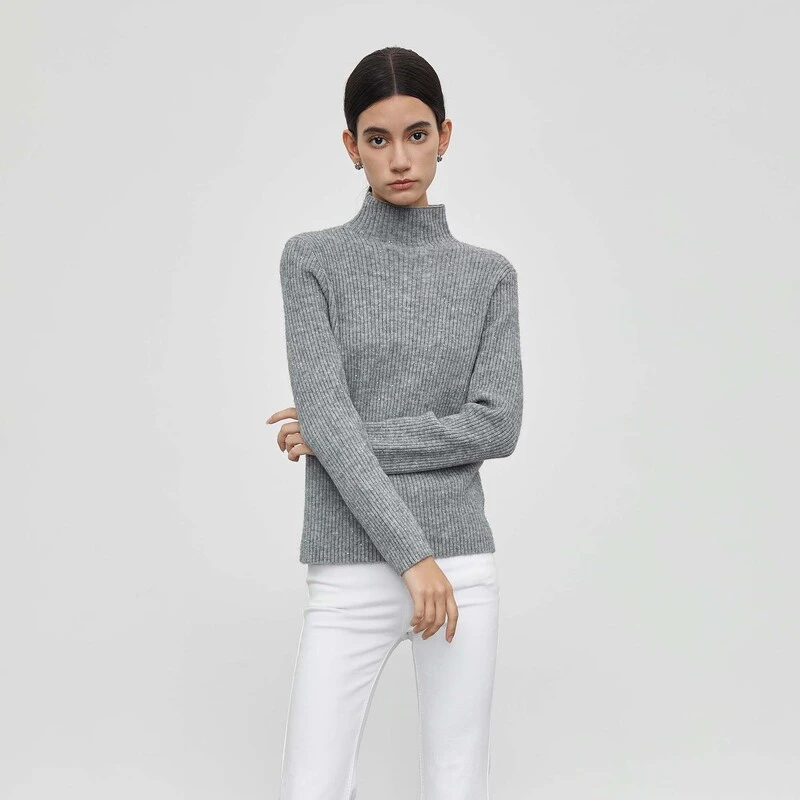 sdeer罗纹圆领基本款打底长袖修身百搭套头时尚针织衫S23463513