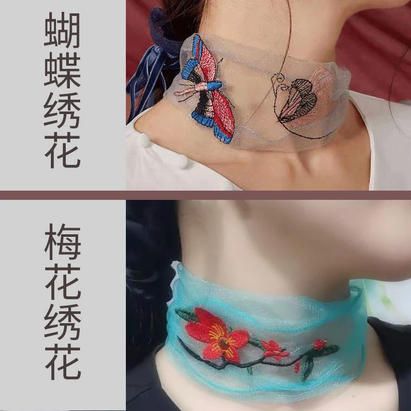 新款蝴蝶梅花长条丝巾