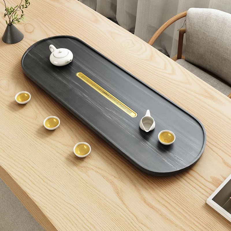 天然乌金石茶盘轻奢现代高级感家用简约石头茶台整块小号排水托盘