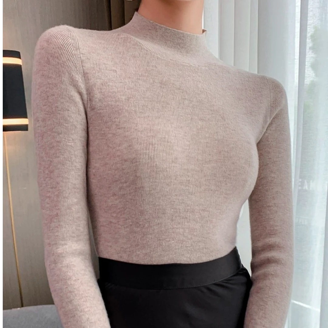 福利款！修身百搭半高领女式针织衫