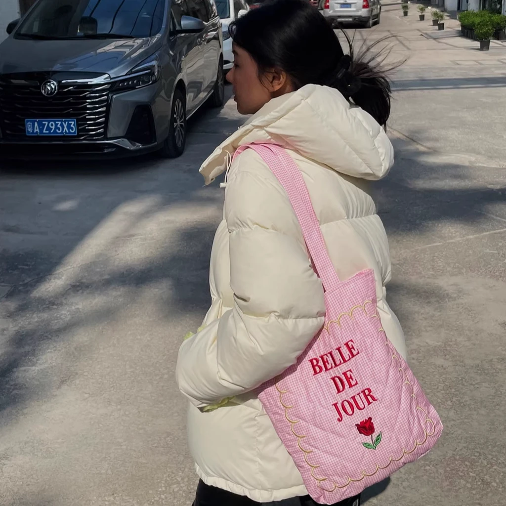 LILUSHOP返场百搭刺绣格子布包