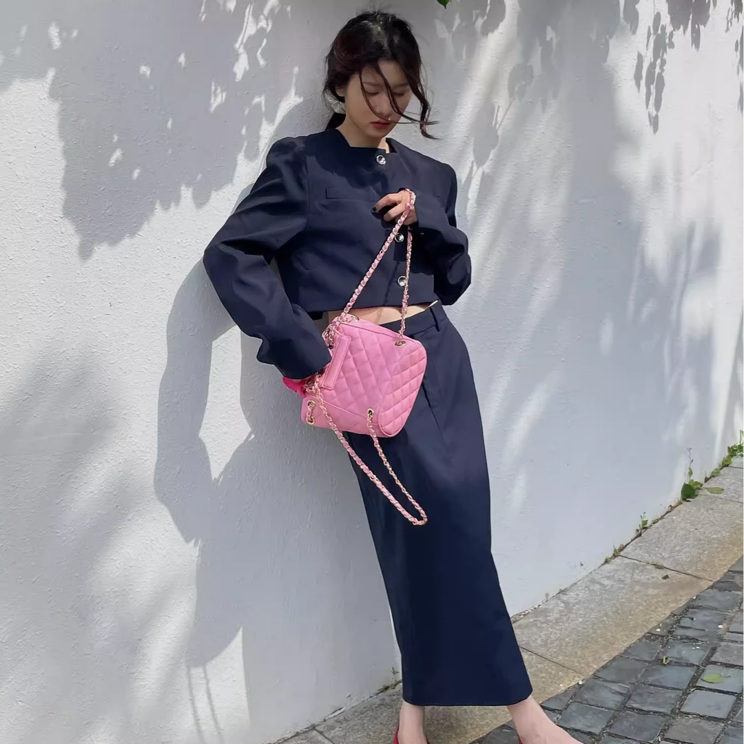 25年暑期福利【NO退NO换】藏蓝套装短西服