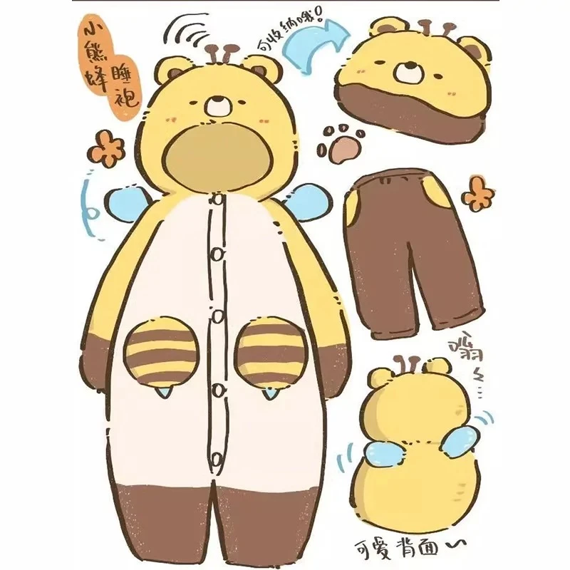 小蜜蜂两穿睡衣可连体女冬季睡袍外穿新款加厚可爱加绒学生