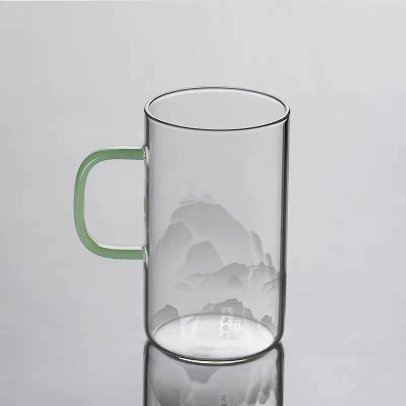 福容悦享杯带把手 中式耐热茶水杯子 透明高硼硅玻璃 男女通用
