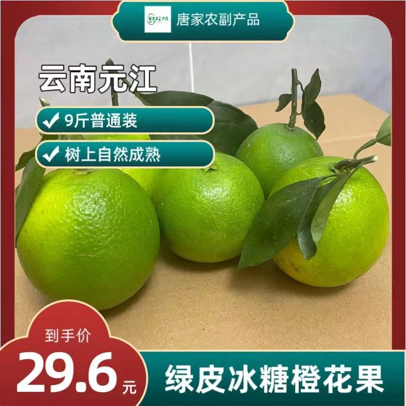 云南元江绿皮冰糖橙花果新鲜采摘水果净果9斤清甜哀牢山产地直发