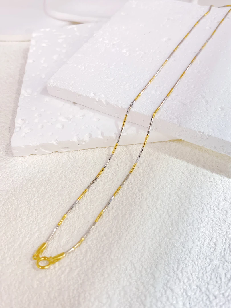 【48小时鉴赏】18k金意大利双色极光蛇骨项链/可换不退