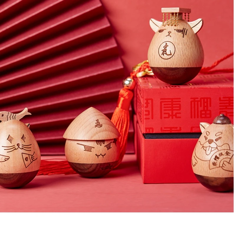 不倒翁实木源创意礼品儿童玩具圆形现代可爱摆件个性木质工艺品