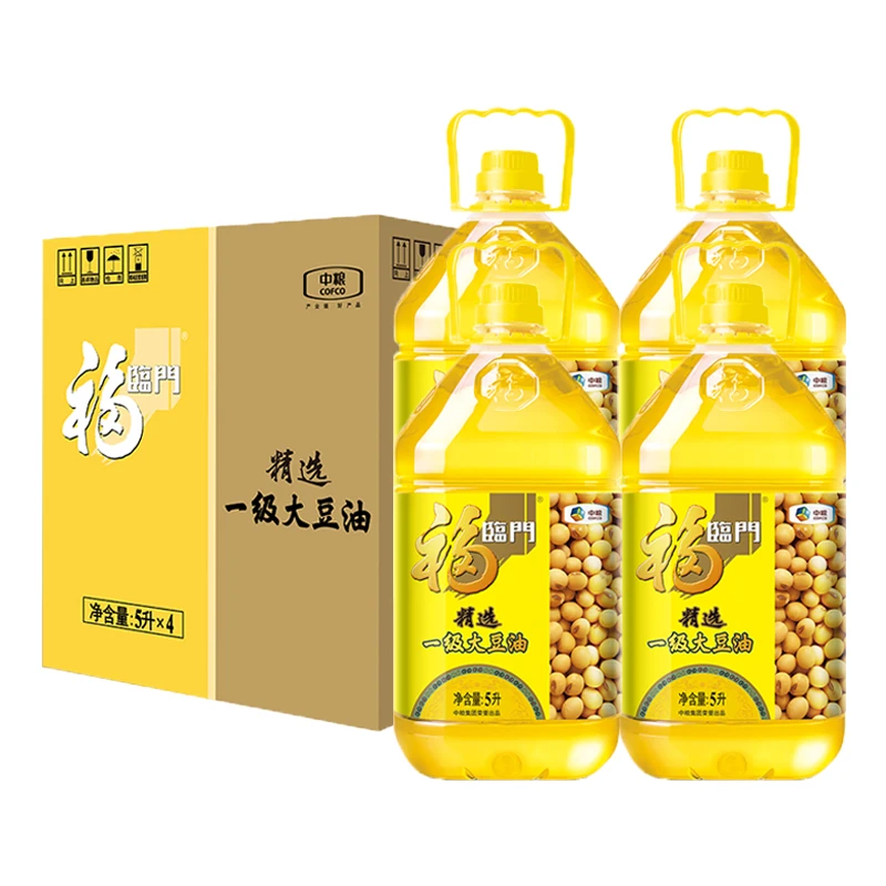 中粮福临门一级大豆油5L*4桶家用餐饮饭店大桶食用油20升整箱批发